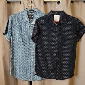 🍀Cactus: 2 Men's Short Sleeve Patterned Shirts Spring Summer -Size Small